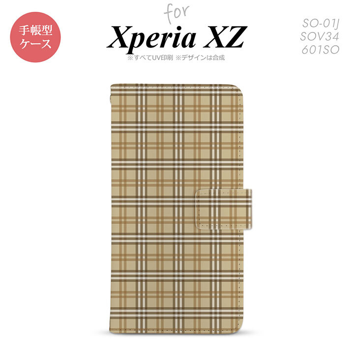 【手帳型 スマホ カバー ケース】【SO01J】【エクスペリア XZ 】手帳型 ケース SO-01J スマホ カバー XPERIA XZ エクスペリア チェックB ベージュ nk-004s-so01j-dr444【メール便送料無料】