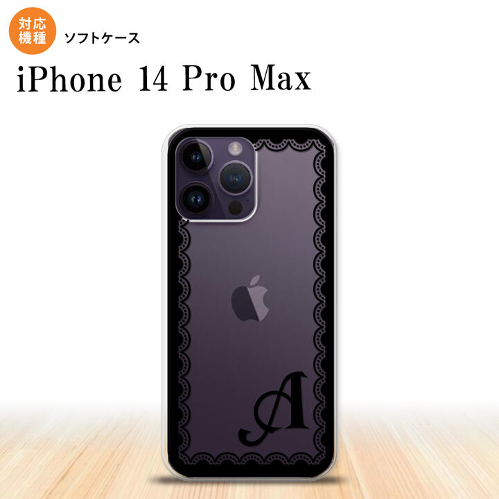 iPhone14 ProMax iPhone14 Pro Max スマホケース 背面ケースソフトケース レース 黒 +アルファベット 2022年 9月発売 nk-i14pm-tp362i