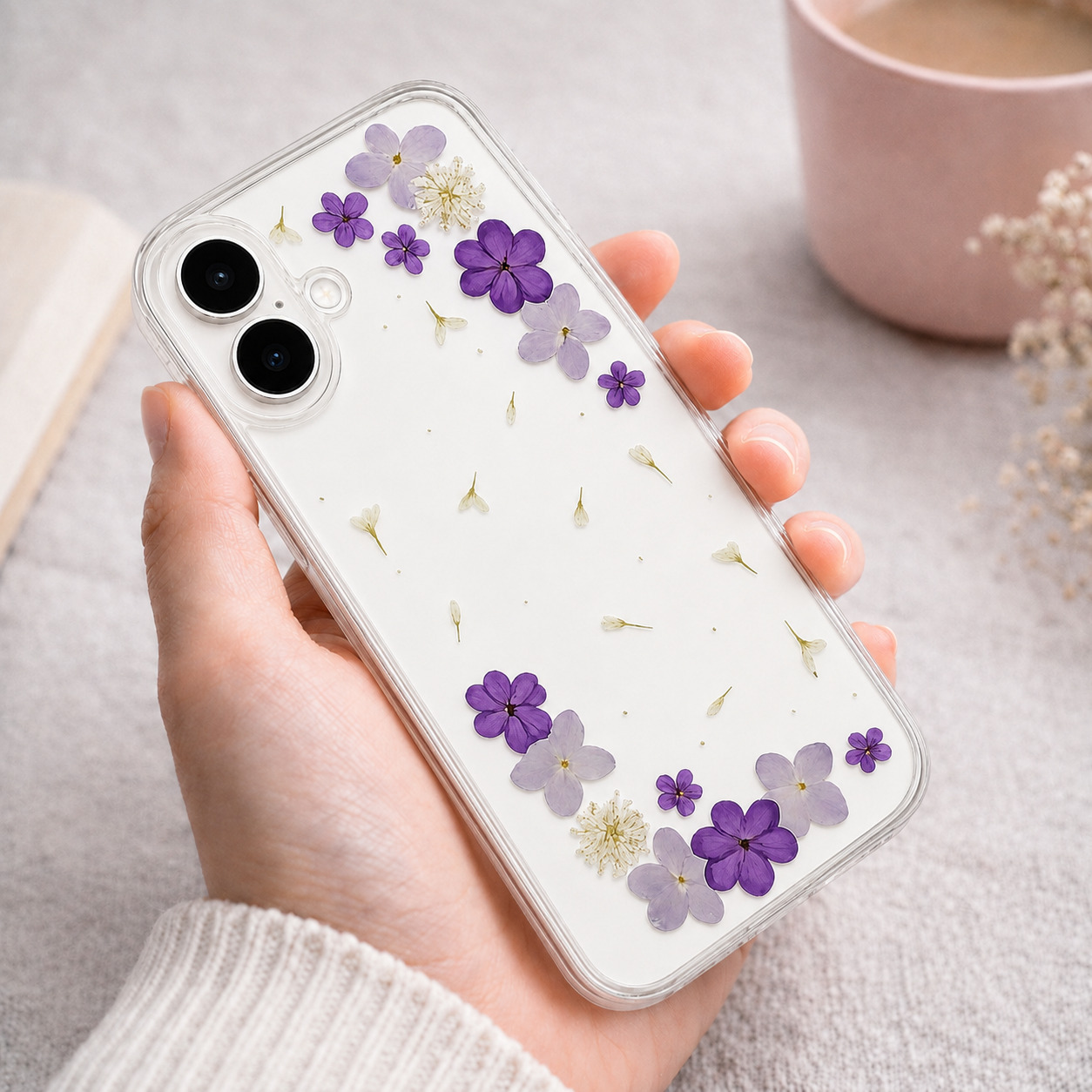 花＊花ぐりゅっけ【ほぼ全機種対応スマホケース❁】押し花スマホケース NO.520 2color（着日指定不可） 押し花＆レジン iPhone/Xperia/AQUOS/Galaxy他