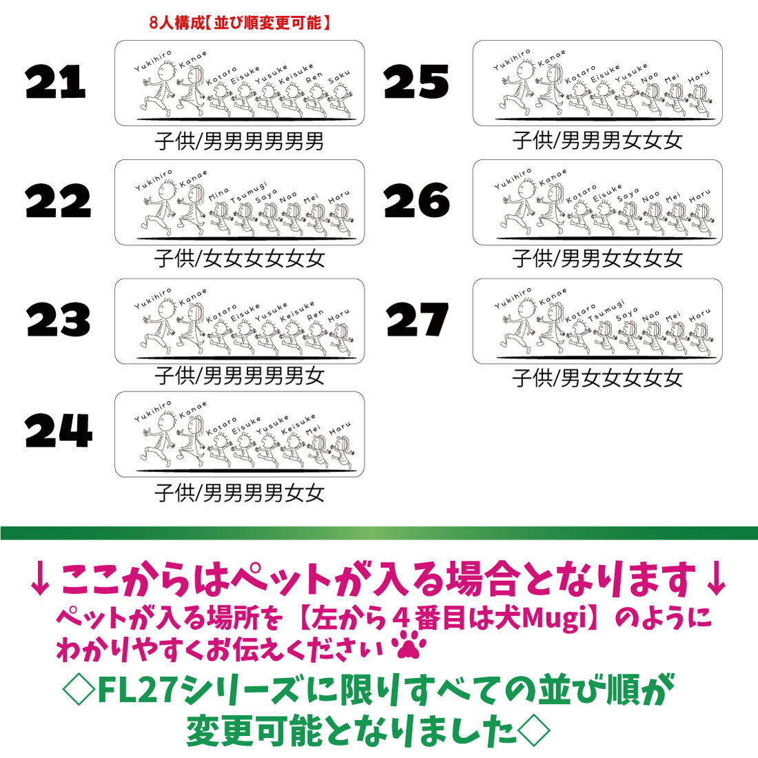 【FamilyLove】【FL27CW】木製 コースター 家族 ペット ネーム 無垢材 8人 家族 全員 誕生日 結婚 記念日 お祝い お名前 父の日 母の日 クリスマス プレゼント