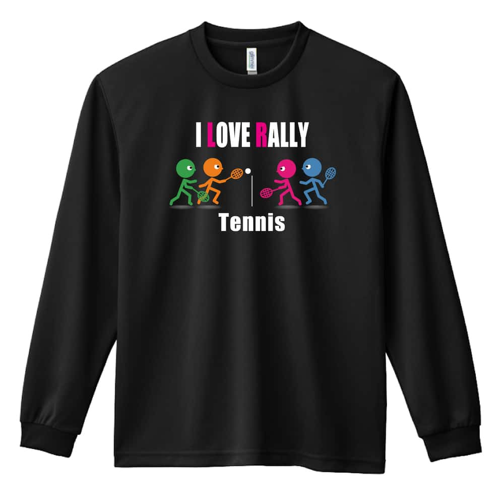 テニス ロンT 長袖 Tシャツ メンズ 練習着 レディース ジュニア ウェア ドライ おもしろ tシャツ 名入れ おしゃれ キッズ 文字入れ無料 「I LOVE RALLY」 アートワークスコウベ 【送料無料】