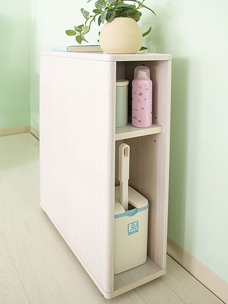 ラック スリムトイレ トイレ収納 トイレットペーパーストッカー ペーパーストッカー サニタリー サニタリー収納 掃除用具 可動棚 キャスター付き 木目柄 木目調 省スペース おしゃれ シンプル 北欧 ホワイト ナチュラル ブラウン 新生活