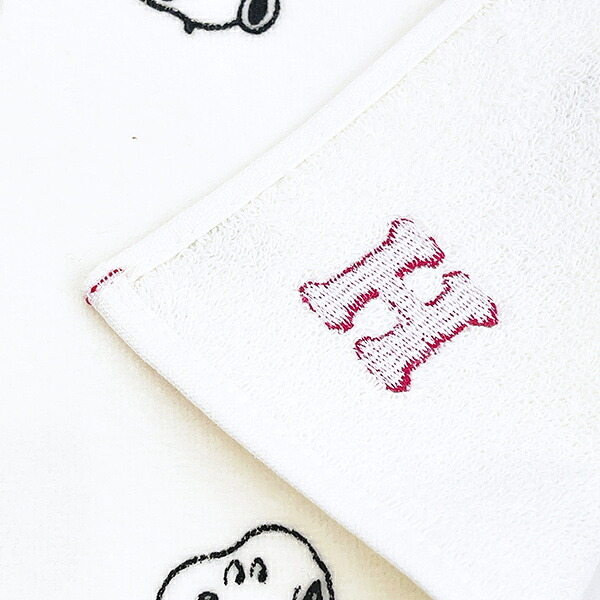 スヌーピー ミニタオル アイコン(H) イニシャル アイボリー ハンカチ SNOOPY