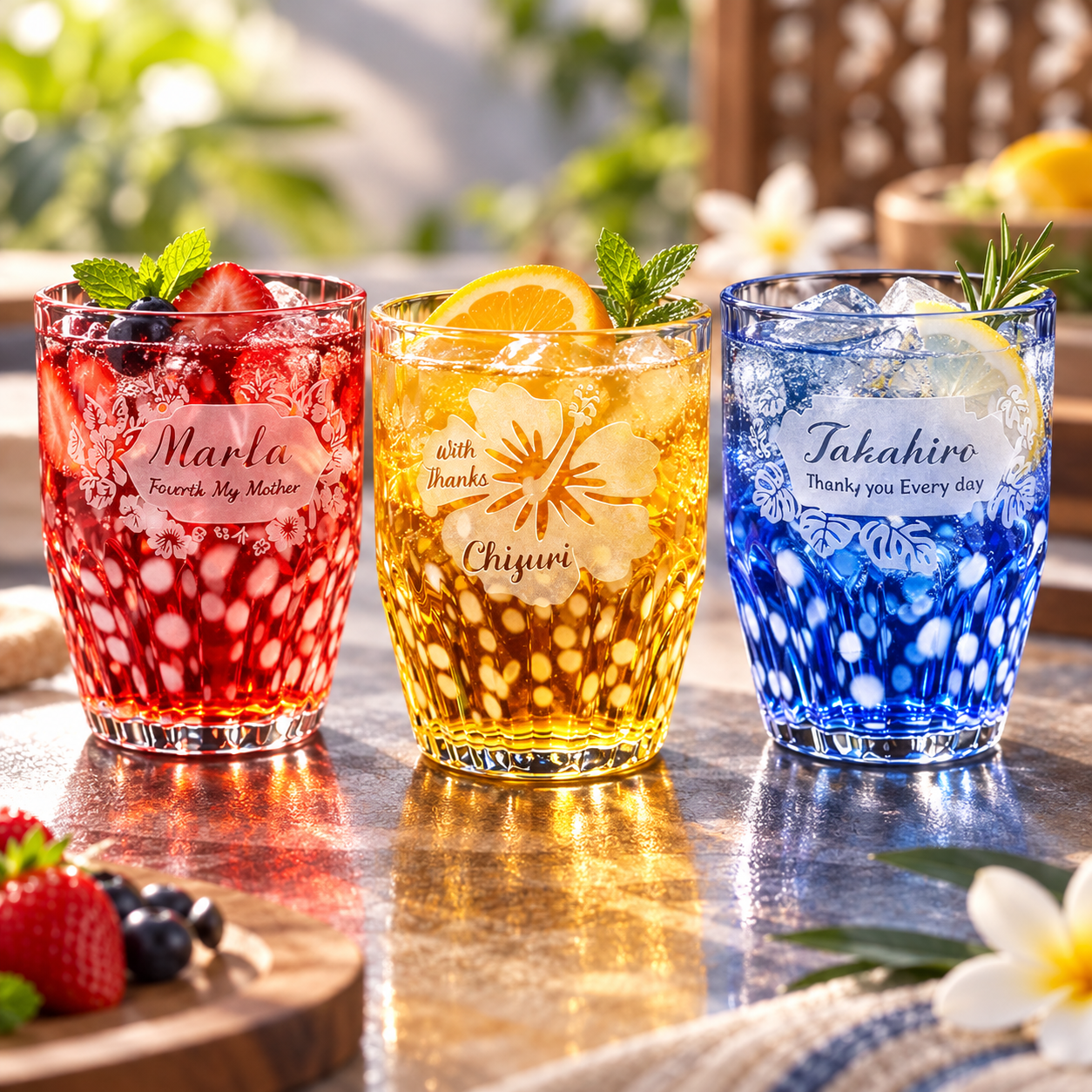 敬老の日 退職 名入れ ギフト SXX グラス 琉球風びいどろグラス フリーグラス 波雫 単品 ギフトBOX入り / プレゼント ギフト 退職 記念 誕生日 還暦 古希 喜寿 傘寿 米寿 緑寿 早寿 長寿 祝い