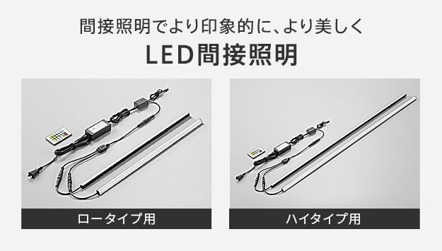 WALLインテリアテレビスタンドV2・V3・V4・V5対応 LED間接照明 ロータイプ用 テレビスタンド対応 リモコン付 リモコンで操作できる シアターライト ホームシアター DVD鑑賞 調光 調色 部品 パーツ おしゃれ WALLオプション