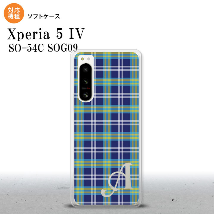 Xperia 5IV Xperia5IV スマホケース 背面ケースソフトケース チェック B 青 +アルファベット 2022年 10月発売 nk-xp54-tp438i