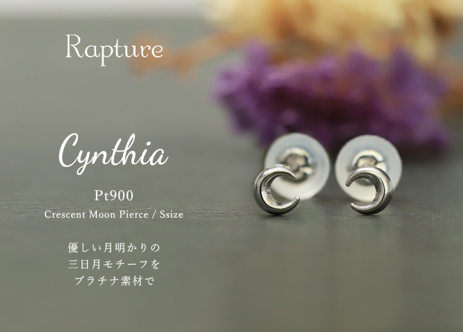 プラチナ ピアス 月 ムーン PT900 地金入りシリコンキャッチ 白金 スタッドピアス セカンドピアス シンプル 華奢 上品 シンシア 彼女 妻 女性 レディース 誕生日 プレゼント ハロウィン 【品番：RME-320050-000】