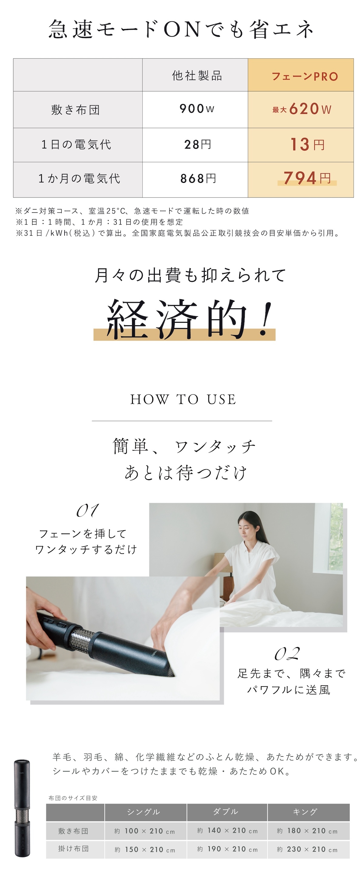布団乾燥機 cado FOEHN PRO フェーンプロ FEN-P01 スティック型 布団ドライヤー ふとん乾燥機 ダニ対策 消臭 コンパクト 軽量 スリム 梅雨 湿気 花粉 寝具ケア 布団あたため おしゃれ 家電 新生活 母 父 両親 結婚祝い 引っ越し祝い 誕生日 プレゼント 実用的 ギフト カドー