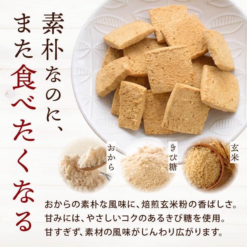 前田家 玄米豆乳おからクッキー 120g/250g/500g（250g×2袋）かたい おからクッキー 食品添加物不使用 卵・乳製品不使用 焙煎玄米粉 豆乳 食物繊維 たんぱく質 チャック付き おやつ 送料無料 MAEDAYA