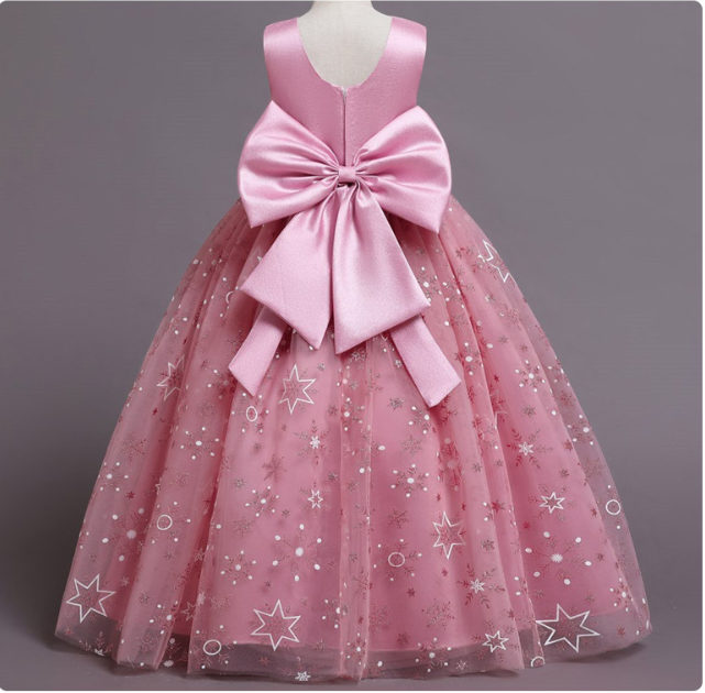 子供 ドレス ピアノ発表会 ドレス コンクール ノースリーブ かわいい ロング ロングドレス フリル ジュニアドレス 結婚式 フラワーガール　花柄 星柄　赤 ネイビー　ピンク110　120 130 140 150 160