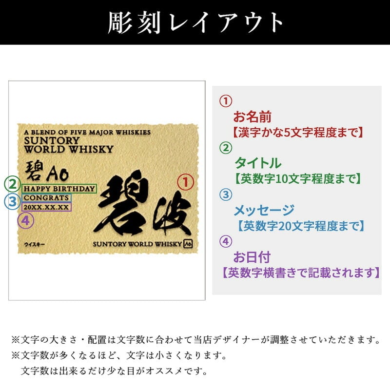 碧 Ao 名入れ お酒 ウイスキー ブレンデッドスコッチ   名前入り プレゼント ギフト 面白い センス 定年退職 還暦祝い 退職祝い 男性 女性 お祝い 古希 喜寿 傘寿 米寿 卒寿 白寿 百寿 敬老の日