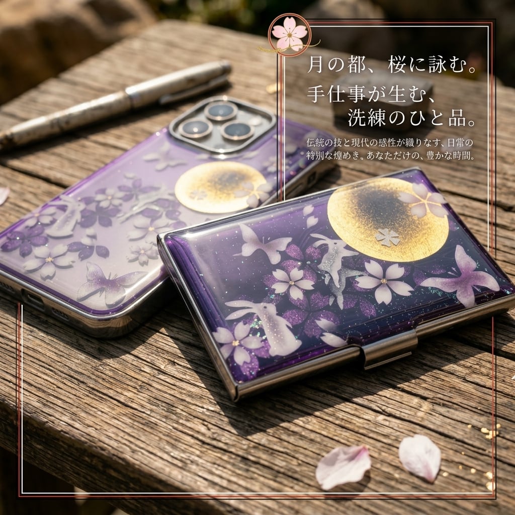 名刺入れ『芽』和柄 和風 カードケース 夜桜 伝統工芸 職人 手作り 名入れ 記念日 誕生日 ギフト 送料無料 和風 ハンドメイド 立体彩色 螺鈿風 20代 40代 50代 プレゼント お祝い 還暦 退職 卒業