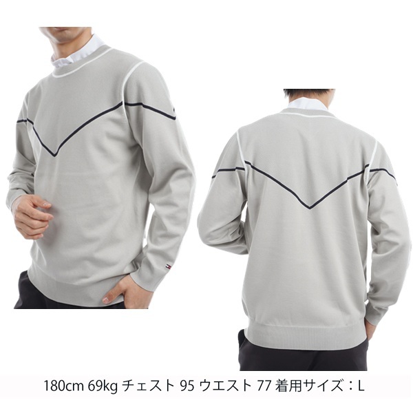 トミーヒルフィガー ゴルフ メンズ トリコロールライン クルーネックセーター TOMMY HILFIGER GOLF THMA458 秋冬モデル お誕生日祝い お祝い 記念品 お父さん 父の日 彼氏 男性 30代 40代 50代 60代  還暦祝い 敬老の日 人気プレゼント プレゼント