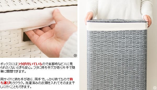 収納家具 ラック ランドリーボックス Diario ディアリオ 洗濯物入れ 洗濯カゴ おしゃれ 北欧風 ランドリーバスケット RB-380 衣類収納 宮武製作所 ラタン 軽量 軽い ふた付き 縦型二段式 スリム 省スペース アイボリー ブルー 完成品