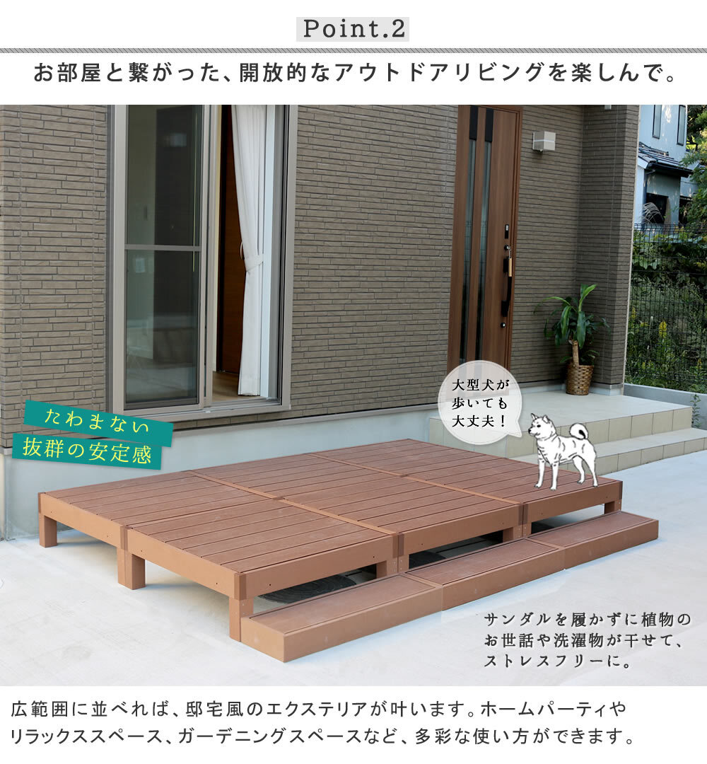 フェンス 人工木ウッドデッキ ecofeel エコフィール 3台 ステップ・フェンスセット PWDE-3P-SFSET 樹脂製 縁台 縁側 DIY キット テラス ウッドパネル 腐らない 屋外 新築 外構 ベランダ 本格的 おしゃれ 簡単組立 ガーデン
