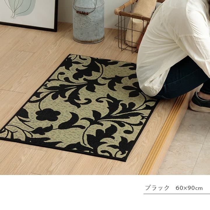 夏ラグ 夏用カーペット 玄関マット 花柄 高級感 室内 おしゃれ 玄関 マット い草ラグ 日本製 抗菌防臭 国産 滑り止め い草 約70×120cm