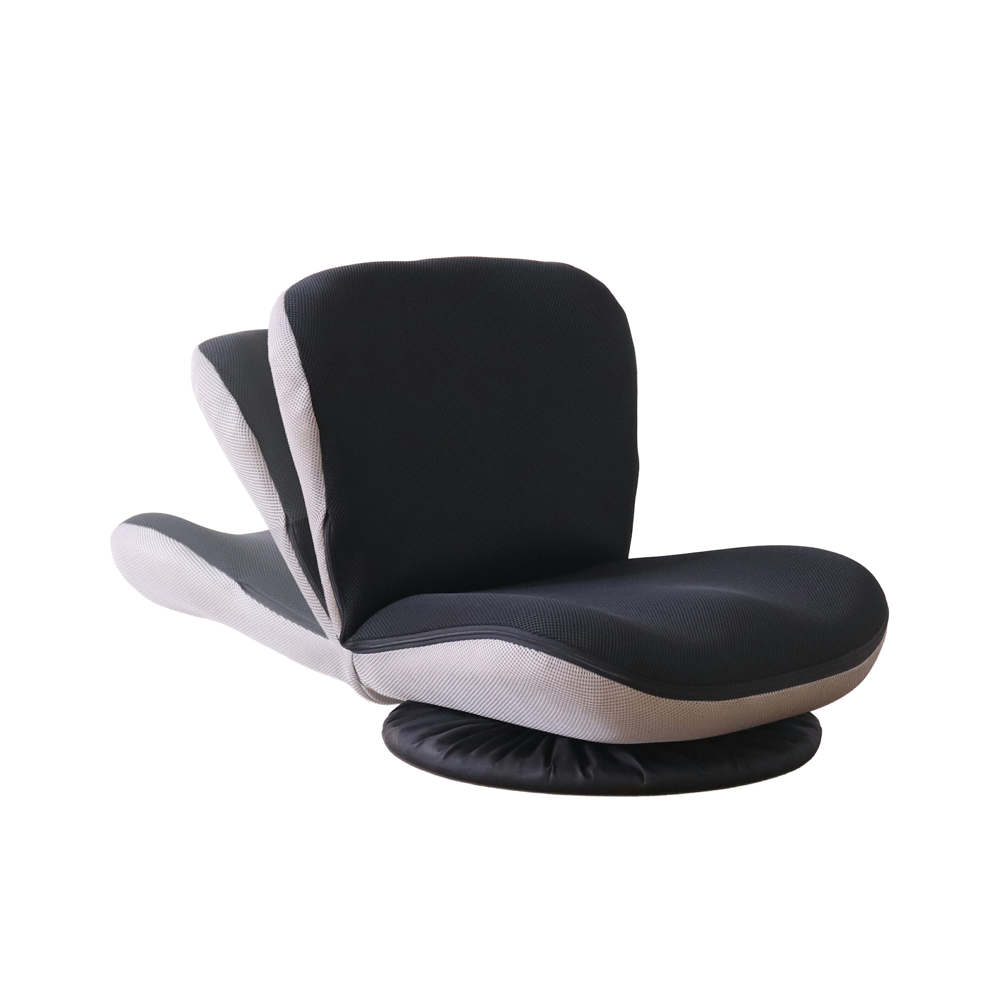 高座椅子 カム 回転式 リクライニング 完成品 360度回転 ブラック・ベージュ W52×D58~92×H52cm座面高15cm 座椅子 リクライニングチェア パーソナルチェア 肘付き ブラック ベージュ おしゃれ