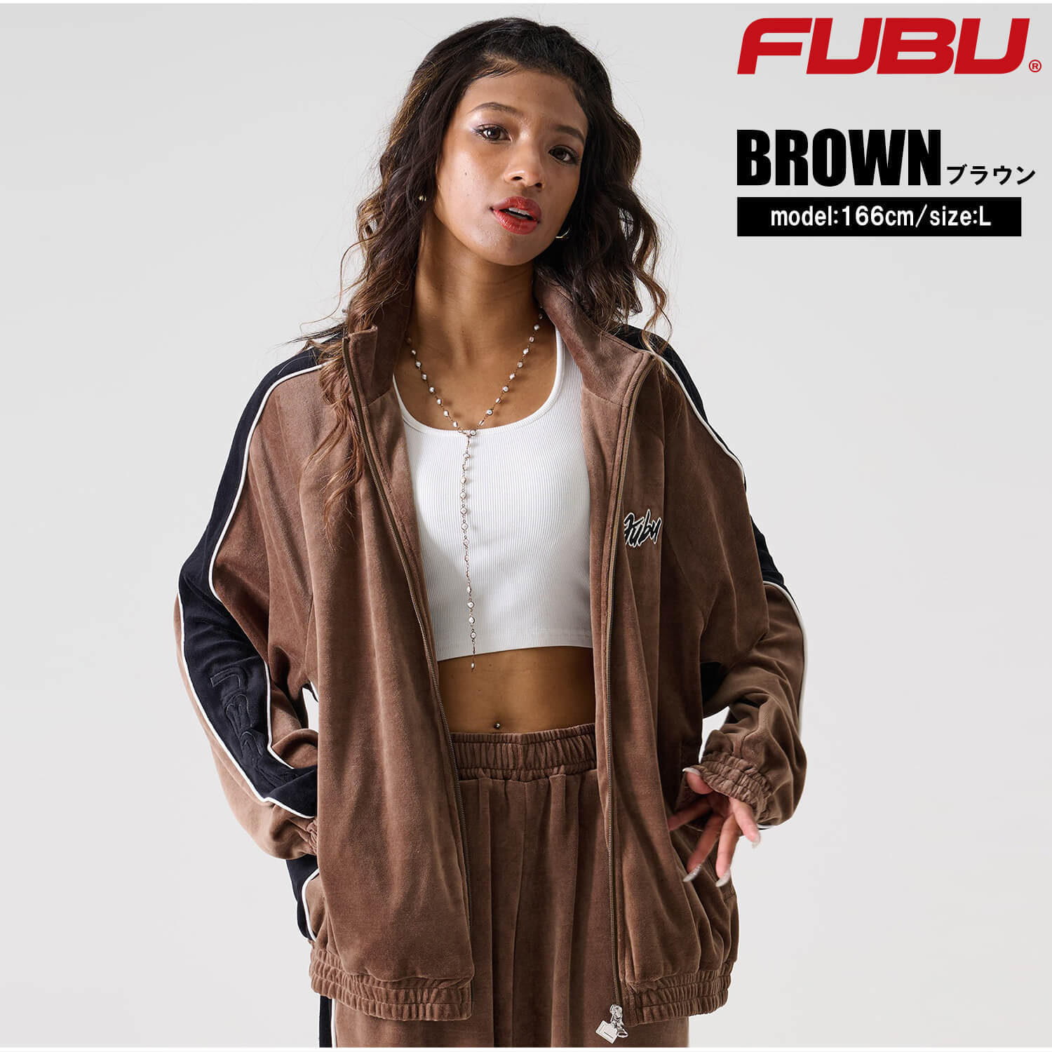 FUBU フブ ジャケット メンズ ベロア 長袖 ライトアウター トラックジャケット ジャージ 春 秋 冬 ハイネック フルジップ ブランド ロゴ トップス オーバーサイズ XL XXL アメカジ レディース ストリート系 ヒップホップ B系 黒 2025fw
