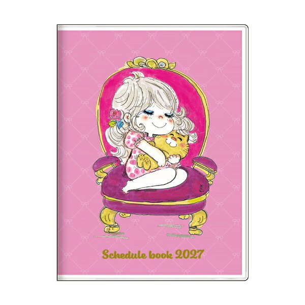水森亜土 2027年 手帳 月間A6 (ピンク) スケジュール帳 文具 《10月はじまり》 日本製