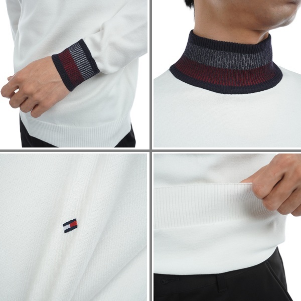 トミーヒルフィガー ゴルフ メンズ シグネチャーストライプ ハイネックセーター TOMMY HILFIGER GOLF THMA471 秋冬モデル お誕生日祝い お祝い 記念品 お父さん 父の日 彼氏 男性 30代 40代 50代 60代  還暦祝い 敬老の日 人気プレゼント プレゼント