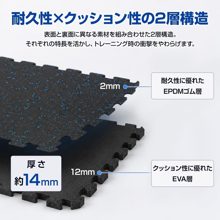 ジムマット 60cm 6枚セット トレーニングマット 2カラー ジョイントマット フロアタイル 衝撃 耐久性 床 保護 吸音 防音 マシン 防水使用 お手入れ 簡単 トレーニング ヨガ ストレッチ 新発売 新商品 即納