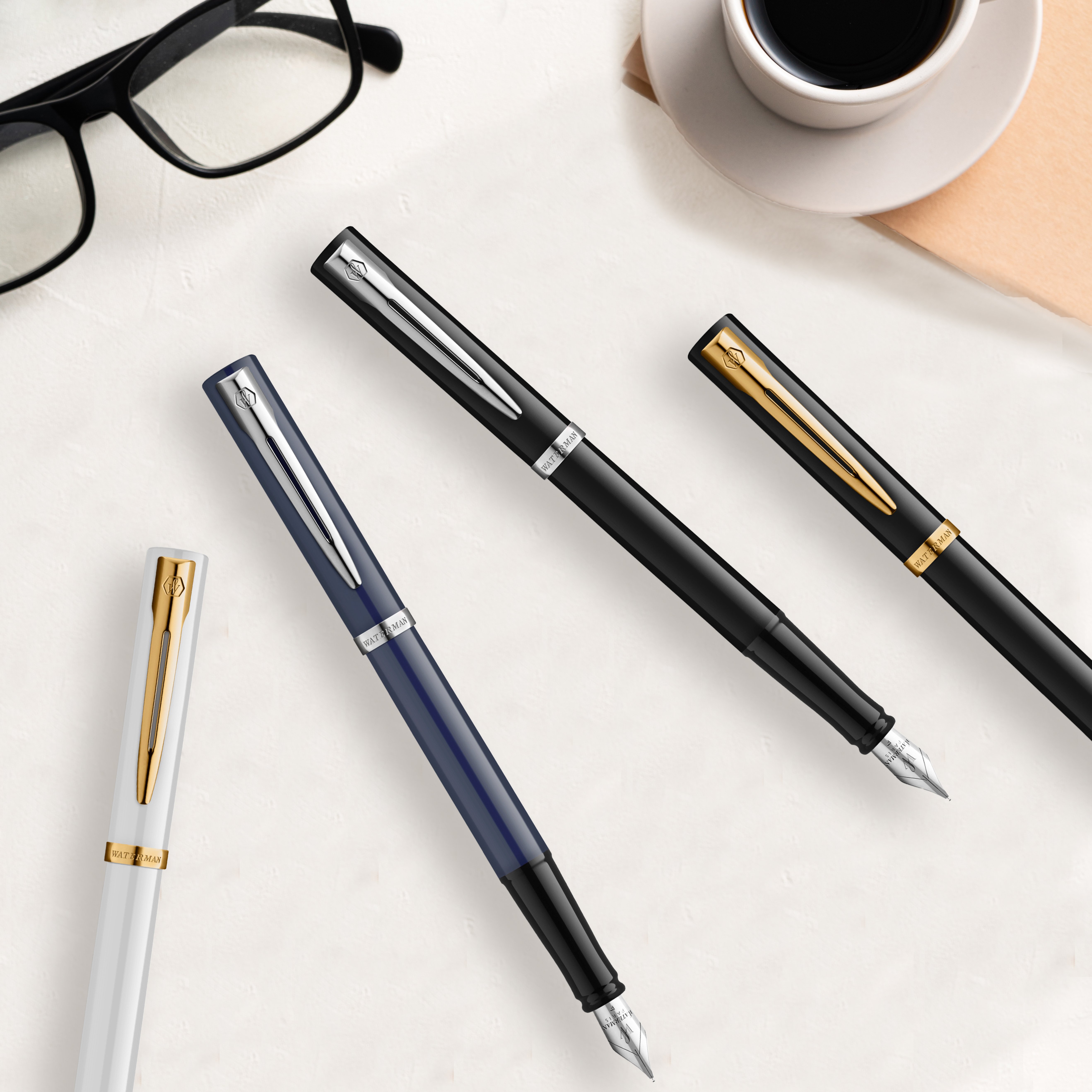 【WATERMAN公式】【名入れ】｜WATERMAN インプレッション　ブラックGT /ブラックCT/ホワイトGT/ブルーCT 万年筆(ペン先：F字)｜名入れ無料 ギフトラッピング おすすめ 高級筆記具ブランド オフィス使用 会社用 お祝い プレゼント 記念日 誕生日 社会人 入学 卒業 成人 就職