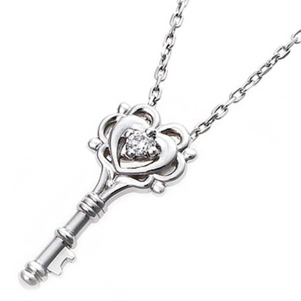 ダイヤモンド ネックレス 一粒 プラチナ Pt900 鍵 キーモチーフ ペンダント レディース アクセサリー ジュエリー 誕生石 シンプル プレゼント ギフト 贈り物 記念日