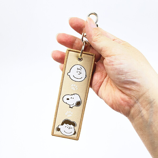 スヌーピー 織りキーホルダー ベージュ フレンズ Myselect SNOOPY
