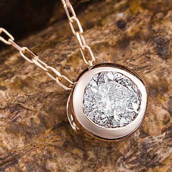 ネックレス レディース ダイヤモンド 0.15ct K18PG ピンクゴールド フクリン留め ペンダント 一粒 ダイヤ 18金 華奢 シンプル ジュエリー アクセサリー ギフト プレゼント 贈り物