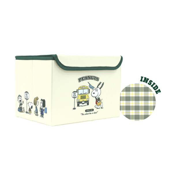 スヌーピー フタ付き折りたたみ収納ＢＯＸ(Schoolfriend) Preppystyle schoolbus SNOOPY