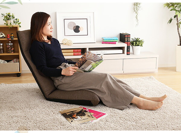 座椅子 リクライニング一人掛け Calmy - カーミー アップ SH-07-CAY-U--BR ブラウン W520×D845~1375×H140~820mm ホームテイスト インテリア イス・チェア イス チェア 布地 レザー 日本製 ギアチェンジ