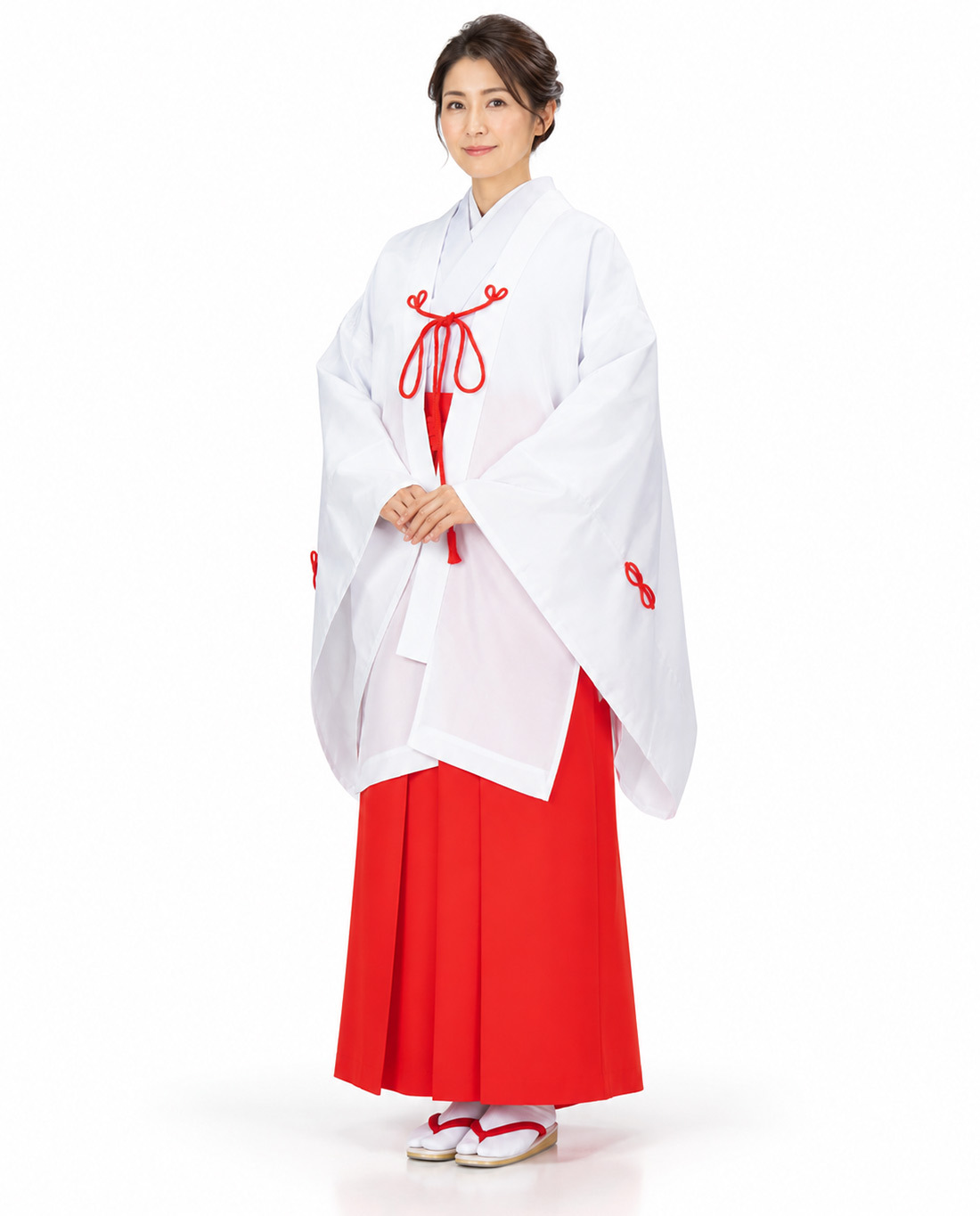 千早 日本製 レディース ポリエステル100％ UJ-54 5444 ちはや 巫女 白衣 神職 神官 神社 神事奉納 女性 上衣