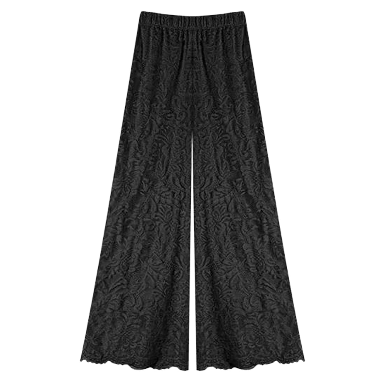 総レース ロングペチパンツ レディース ペチコート レースパンツ 見せパン 裏地付き ウエストゴム レイヤード 重ね着 ワンピース スカート インナー 