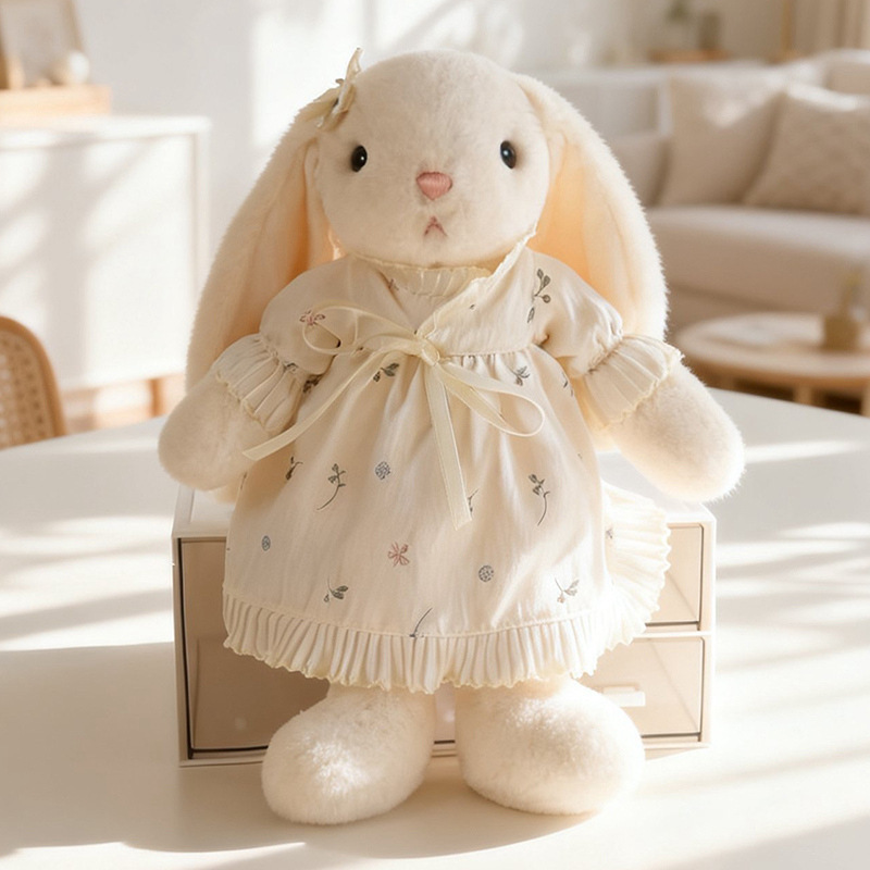 うさぎ ぬいぐるみ ロングイヤー 着せ替え風 ドレス パジャマ ふわふわ アニマル 人形 かわいい インテリア おもちゃ 子供 女の子 誕生日 プレゼント ギフト