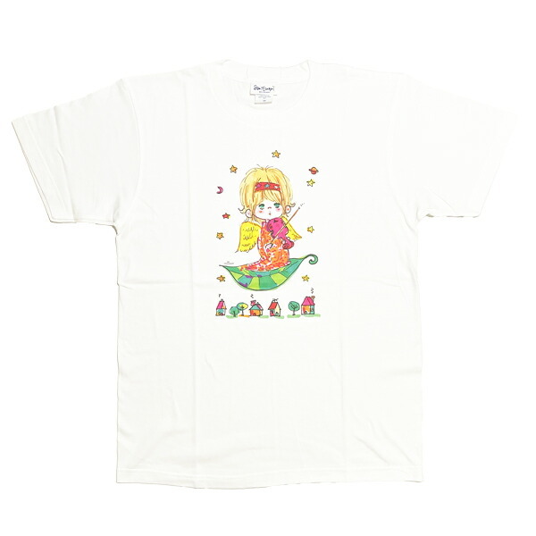 水森亜土 カラーTシャツ(M) バイオリン ホワイト アパレル 送料込み