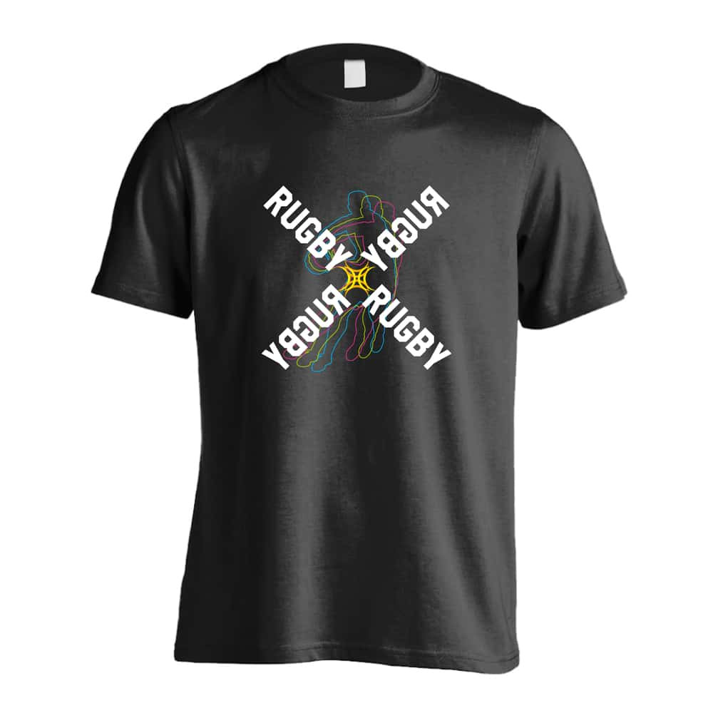 ラグビー Tシャツ 半袖 メンズ ウェア レディース 練習着 ジュニア ドライ おもしろ tシャツ 速乾 名入れ スポーツ 女子 男子 チーム おしゃれ 文字入れ 「ネオンスタイルのクロスRUGBY」 アートワークスコウベ 【送料無料】