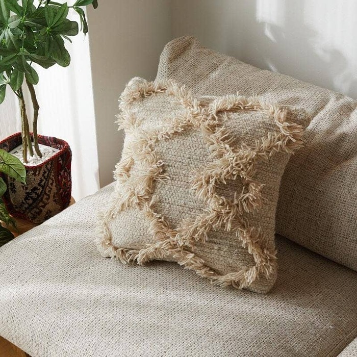 座布団 クッションカバー 45×45cm ウール モロッカン かわいい オシャレ 綿 ベニワレン 韓国 北欧 ホワイトインテリア 正方形 カバー 座布団カバー クッション グラム コットン 座ぶとん ざぶとん フロアクッション 和室クッション 寝具