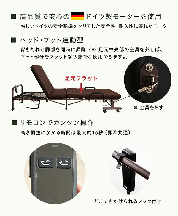 ベッド 寝具 電動 折りたたみ リクライニング コンパクト 電動リクライニング 折り畳み 背もたれ リハビリ 電動折りたたみ シンプル 組立 簡単 安い 収納 腰痛 プレゼント キャスタ