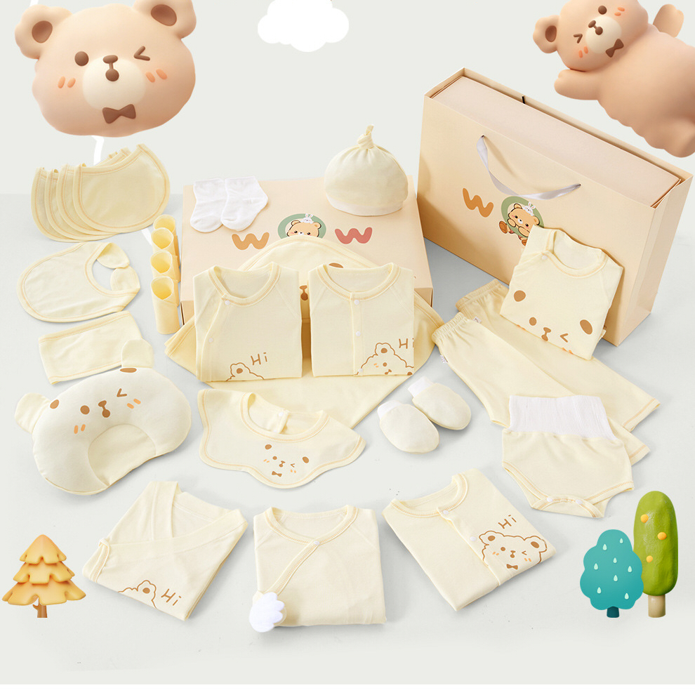 ベビーギフトセット 23点セット 出産祝い 新生児 オールシーズン 綿100％ 肌着 ベビー服 赤ちゃん スタイ おくるみ 帽子 ミトン ベビー用品 赤ちゃん 出産準備 男の子 女の子 プレゼント ギフトボックス 靴下ソックスベビー服ギフトセット 無農薬 詰め合わせ ギフト