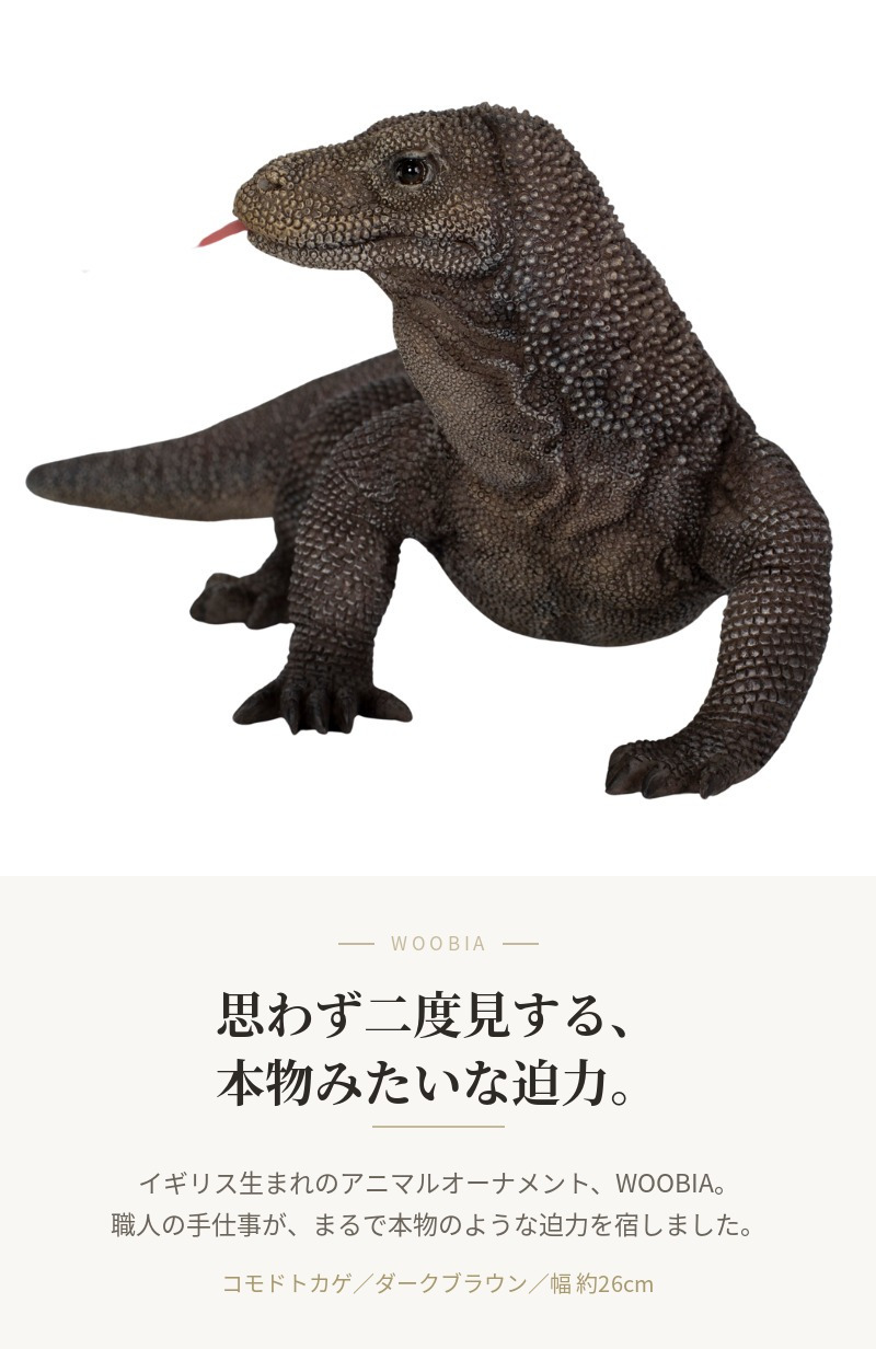 置物 トカゲ コモドトカゲ 幅26cm woobia ウービア リアル 爬虫類 おしゃれ 玄関 インテリア オブジェ ガーデン リザード コモドドラゴン 動物 アニマル 面白い 個性的 存在感 かっこいい 爬虫類好き プレゼント ギフト 男性 二度見