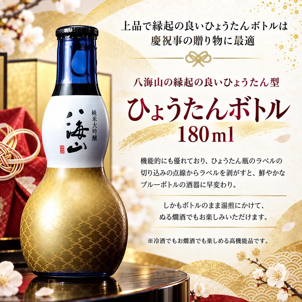 退職 異動 名入れ ギフト SXX 酒セット 日本酒 八海山 純米大吟醸 ひょうたん瓶 180ml & 美濃焼 和みゴブレット ビスマルク コサージュ付 ギフトBOX入り / プレゼント ギフト 退職 記念 誕生日 還暦 古希 喜寿 傘寿 米寿 緑寿 早寿 長寿 祝い