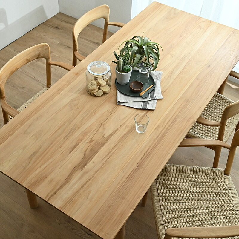 ダイニングテーブル 単品 180cm幅 木製 4人用 5人用 6人用 チーク無垢材 角型 コンパクト 机 インテリア おしゃれ ナチュラル 天然木 北欧 カフェ 食卓 モダン 新生活
