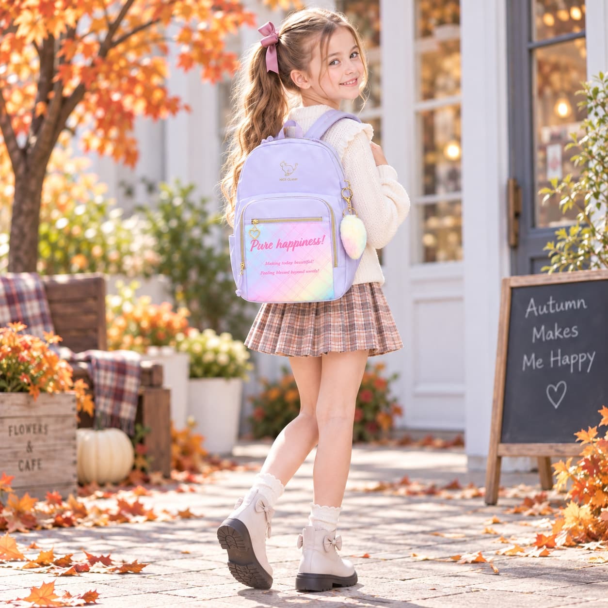 NICECLAUP アンブル デイパック 15L リュックサック 大容量 かばん カバン 鞄 バッグ 普段使い 使いやすい キッズ 女の子 ギフト プレゼント ブラック nc425