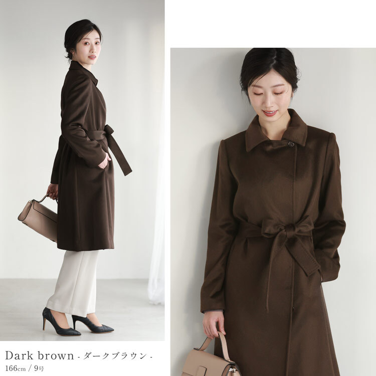カシミヤ コート レディース カシミヤ100% ロングコート 着丈100cm テーラード ロング丈 ベルト付き 入学式 入園式 卒入学 通勤 グレージュ/キャメル/ダークグレー/ブラック カシミヤコート 秋 冬 卒業式 卒園式 ギフト プレゼント 6F (4515r)