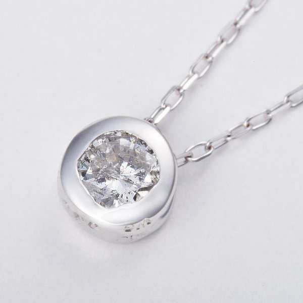 ダイヤモンド ネックレス K18WG 0.1ct フクリン ペンダント 18金 ホワイトゴールド 一粒 ダイヤ シンプル アクセサリー レディース ジュエリー ギフト プレゼント 贈り物