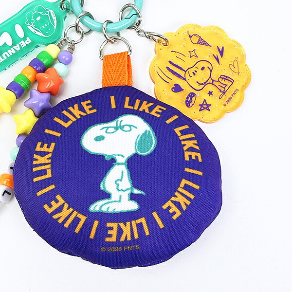 スヌーピー じゃらじゃらクッションキーリング パープル  I LIKEシリーズ キーホルダー SNOOPY