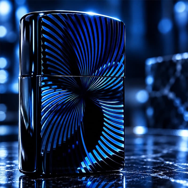 ZIPPO アーマー ブルーチタンウェーブ ジッポ ライター チタン加工 彫刻 両面加工 青 かっこいい 重厚 おしゃれ 高級 メンズ ギフト プレゼント