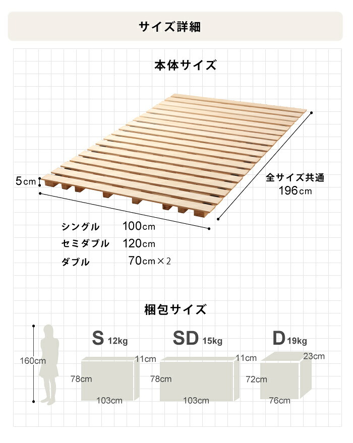 ベッド 寝具 シングルサイズ ロール式 すのこ 高さ約5cm セミダブル ダブル シングル ロール桐スノコ 丸めて折りたたみも可能 木製 折り畳み 通気性 カビ対策 ミニマリスト