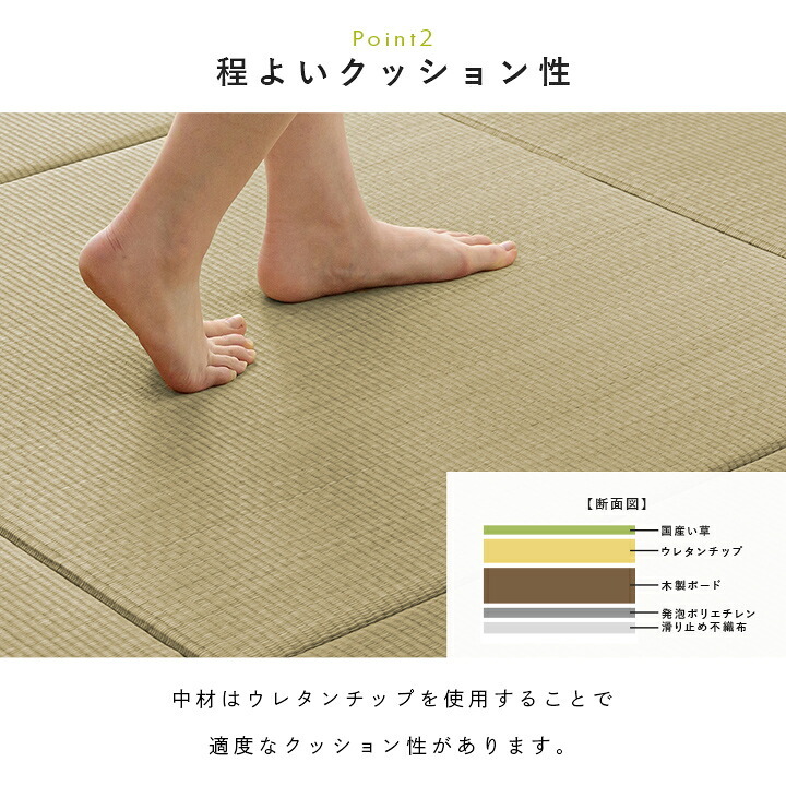 フロアマット 置き畳 国産 い草 簡単 和室 ベビー キッズ プレイマット フロアマット 約70×70cm 単品 抗菌防臭 滑り止め 木製 ウレタン ラグ インテリア 敷物 クッション性 ズレにくい 無染土い草 肌触り 柔らか 耐久性