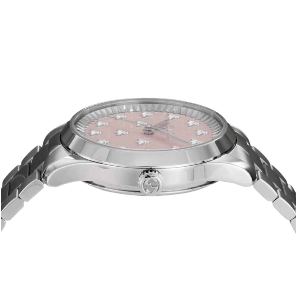 グッチ 腕時計 メンズ レディース Gタイムレス 1本限り 自動巻き 38mm ピンク シルバー 蜂 ビー GUCCI G-Timeless ユニセックス プレゼント ギフト 成人 卒業 入学